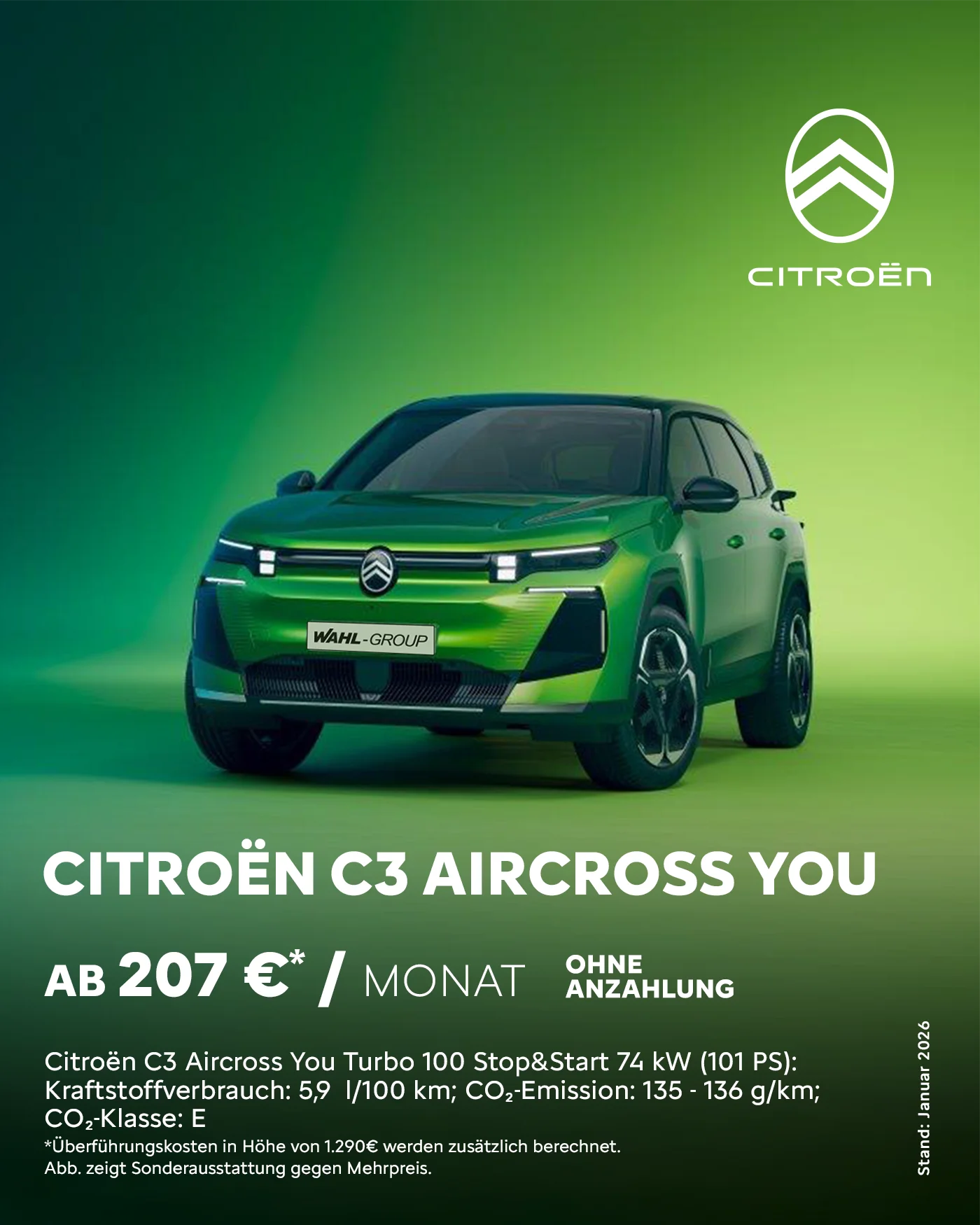 Citroën C3 Aircross YOU Leasing bei der Wahl-Group – kompakter SUV mit viel Platz ab 207 Euro monatlich