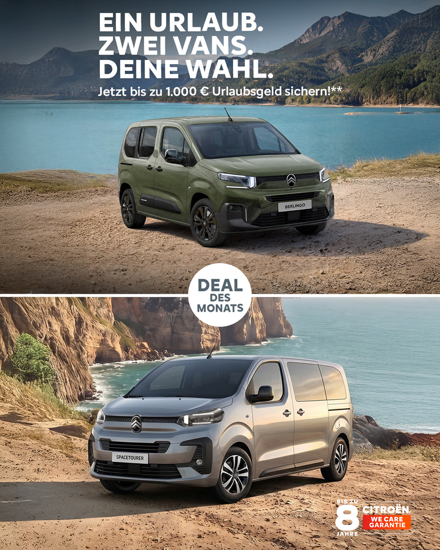Citroën Berlingo und SpaceTourer Deal des Monats mit 1.000 € Preisvorteil bei der Wahl-Group