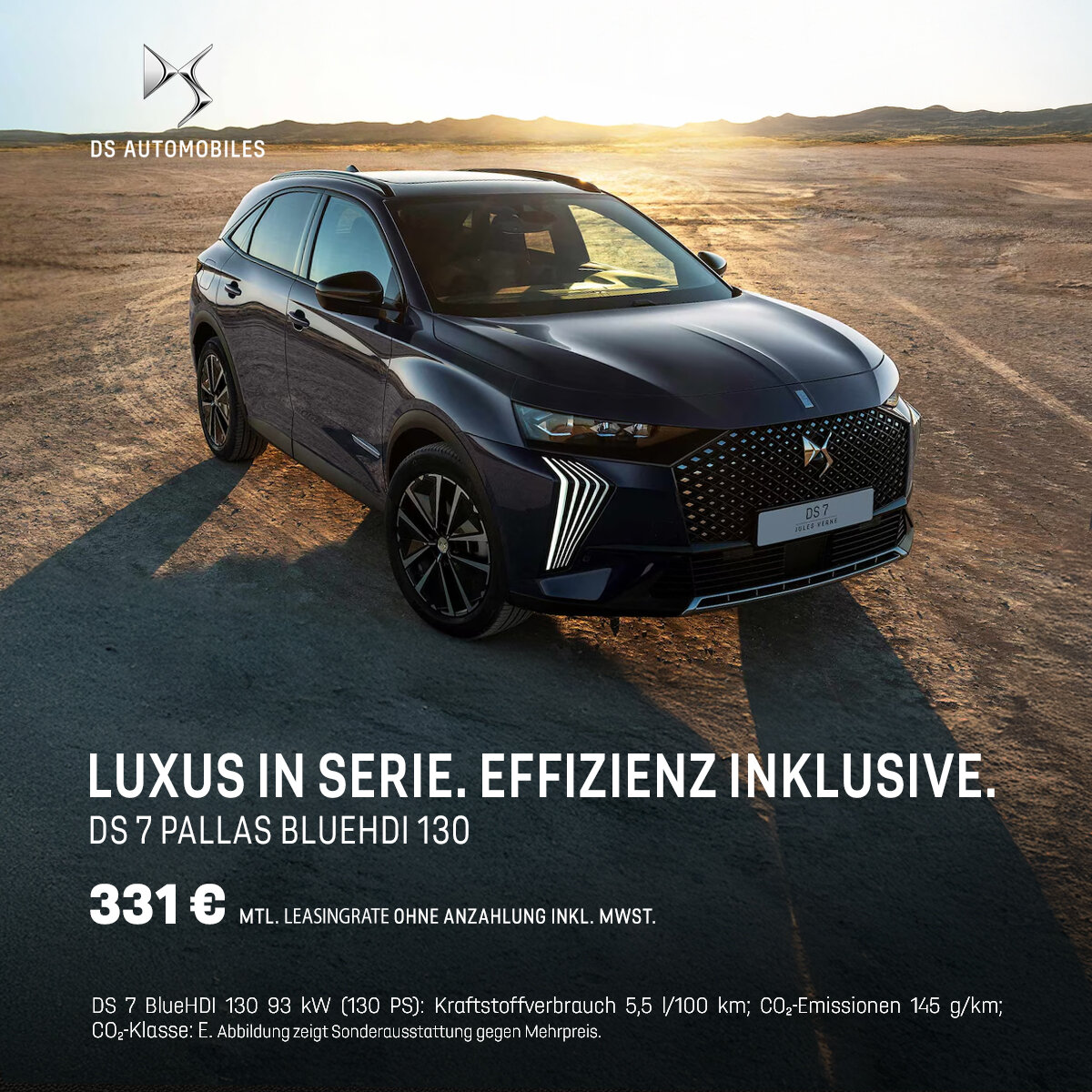 DS 7 BlueHDi 130 Leasing - 331 € mtl. | Effizienz inklusive | DS Store Wahl-Group Kassel DS 7 PALLAS BlueHDi 130 Leasingangebot | Luxus in Serie | 331 € mtl. ohne Anzahlung | DS Store Wahl-Group Kassel