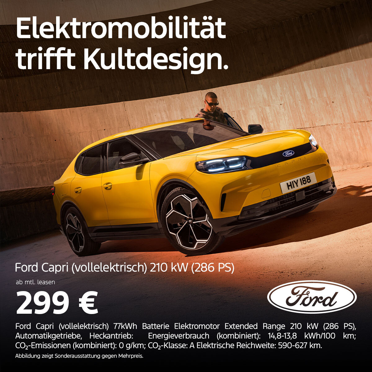 Ford Capri Elektro Leasing ab 299 € mtl. – Top-Angebot bei der Wahl-Group Ford Capri Elektroauto Privatkunden Leasing 299 Euro monatlich
