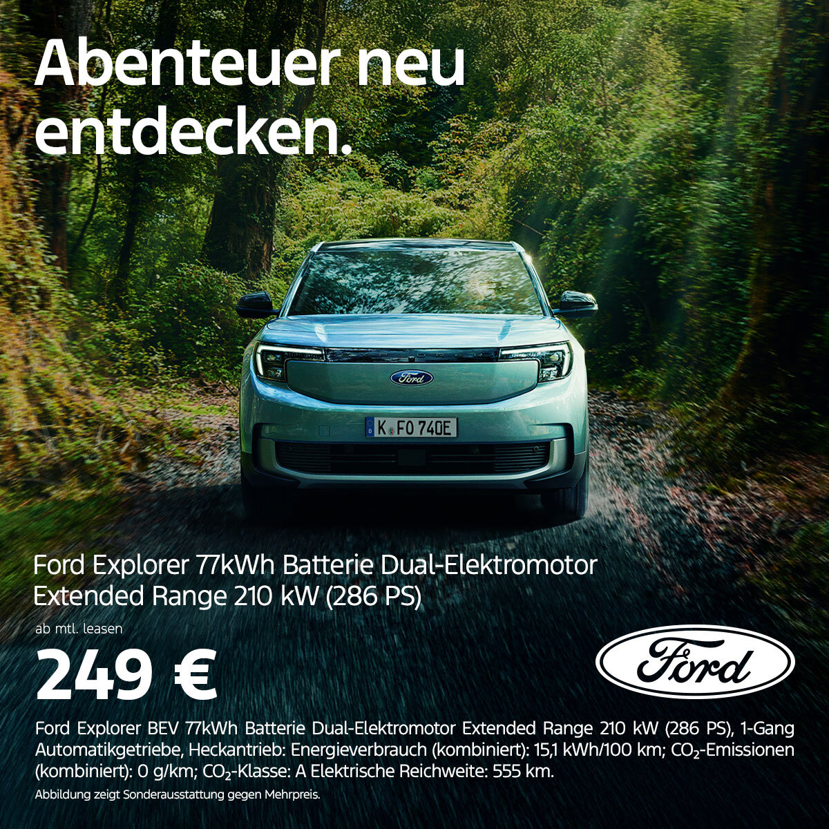 Ford Explorer Elektro Leasing ab 249 € mtl. – Angebot bei Wahl Group Ford Explorer Elektro SUV Angebot Privatkunden Leasing 249 Euro monatlich
