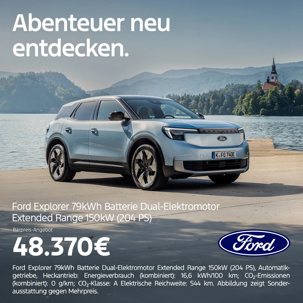 Ford Explorer Elektro SUV – Barpreisangebot ab 48.370 € bei der Wahl-Group Ford Explorer Elektro SUV mit 79 kWh Batterie und 204 PS, Barpreis 48.370 €, Angebot der Wahl-Group