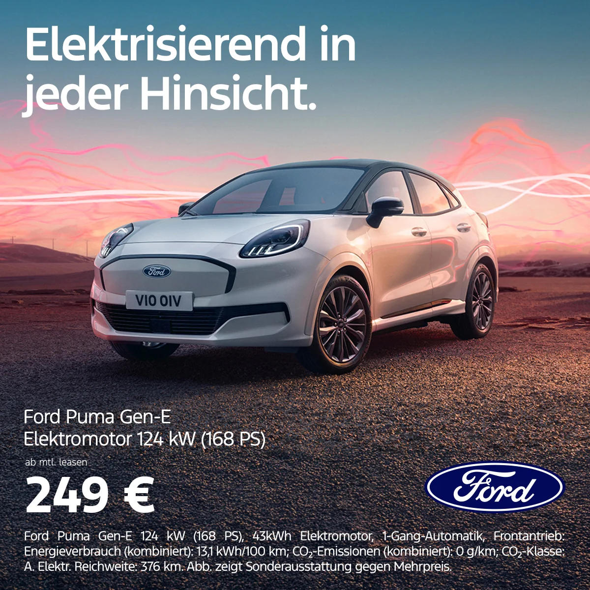 Ford Puma Gen-E Elektro leasen ab 249 € mtl. | Wahl-Group Ford Puma Gen-E Elektroauto Leasing ab 249 € monatlich bei der Wahl-Group – Elektromotor 168 PS, Reichweite 376 km