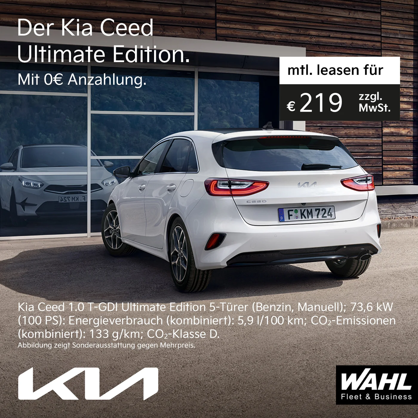 Kia Ceed Gewerbeleasing - 219 Euro netto pro Monat bei der Wahl-Group Kia Ceed, angeboten von der Wahl-Group für Gewerbeleasing zu einem Preis von 219 Euro netto pro Monat. Ideal für Unternehmen auf der Suche nach einem zuverlässigen Fahrzeug.