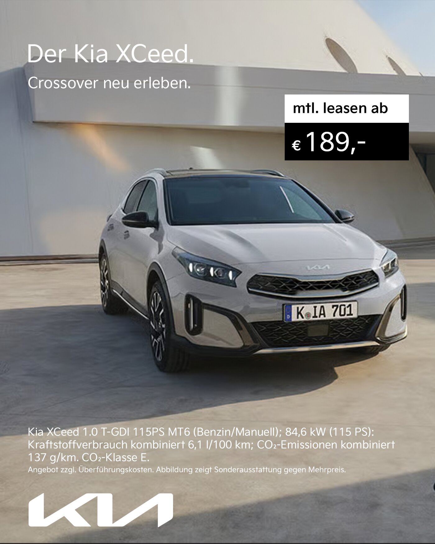 Kia XCeed Leasing bei der Wahl-Group – sportlicher Crossover mit modernem Design ab 189 Euro monatlich