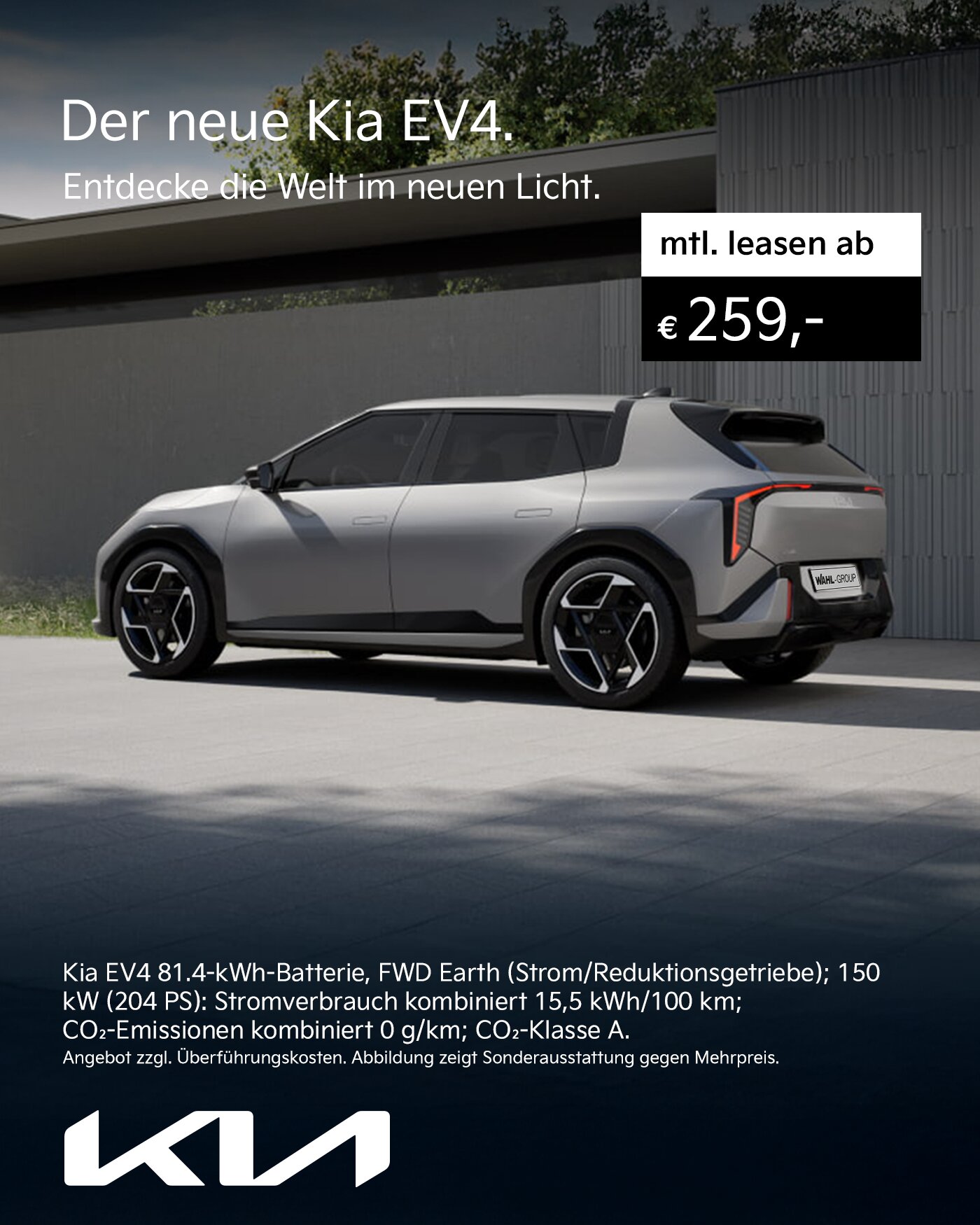 Kia EV4 Leasing bei der Wahl-Group – innovatives Elektrofahrzeug mit hoher Reichweite ab 259 Euro