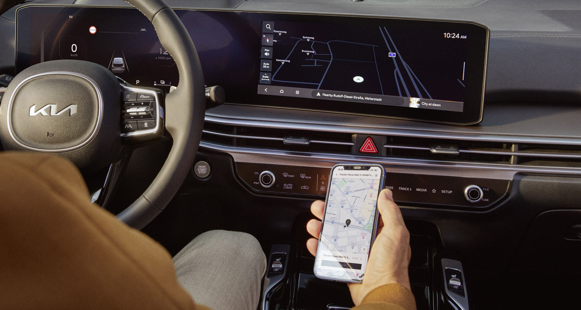 Kia Connect – Vernetzte Mobilität und smarte Fahrzeugfunktionen im Kia Sorento Kia Connect im Kia Sorento – Smartphone-App zur Steuerung und Überwachung von Fahrzeugfunktionen