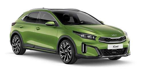 KIA XCeed in Experience Green - Frontansicht 3/4-Perspektive mit Crossover-Design, LED-Tagfahrlicht und charakteristischer Tigernose-Front