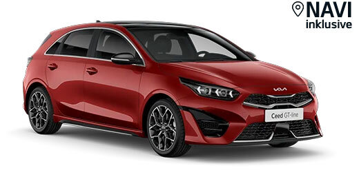 Kia Ceed GT Line Kompaktwagen in Infra Red mit sportlichen Designelementen und Navigationssystem