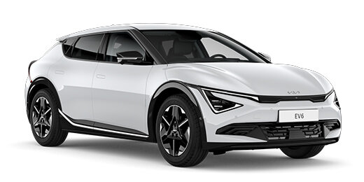 KIA EV6 2024 in Snow White Pearl - Frontansicht 3/4-Perspektive mit charakteristischem Digital Tiger Face, LED-Scheinwerfern und aerodynamischem Crossover-Design