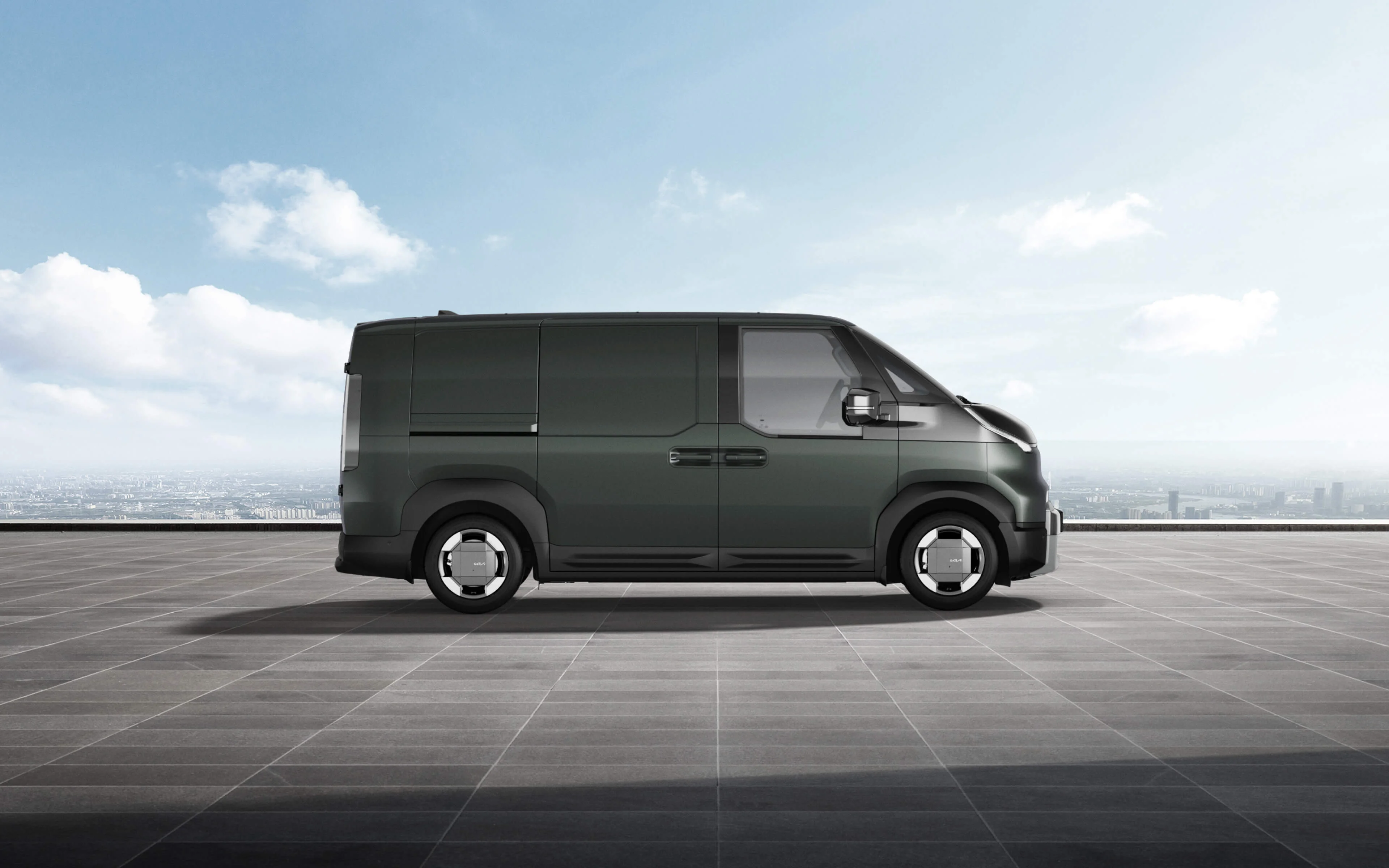 Kia PV5 Cargo in Cityspace Grün: modernes Design und umweltfreundliche Technologie