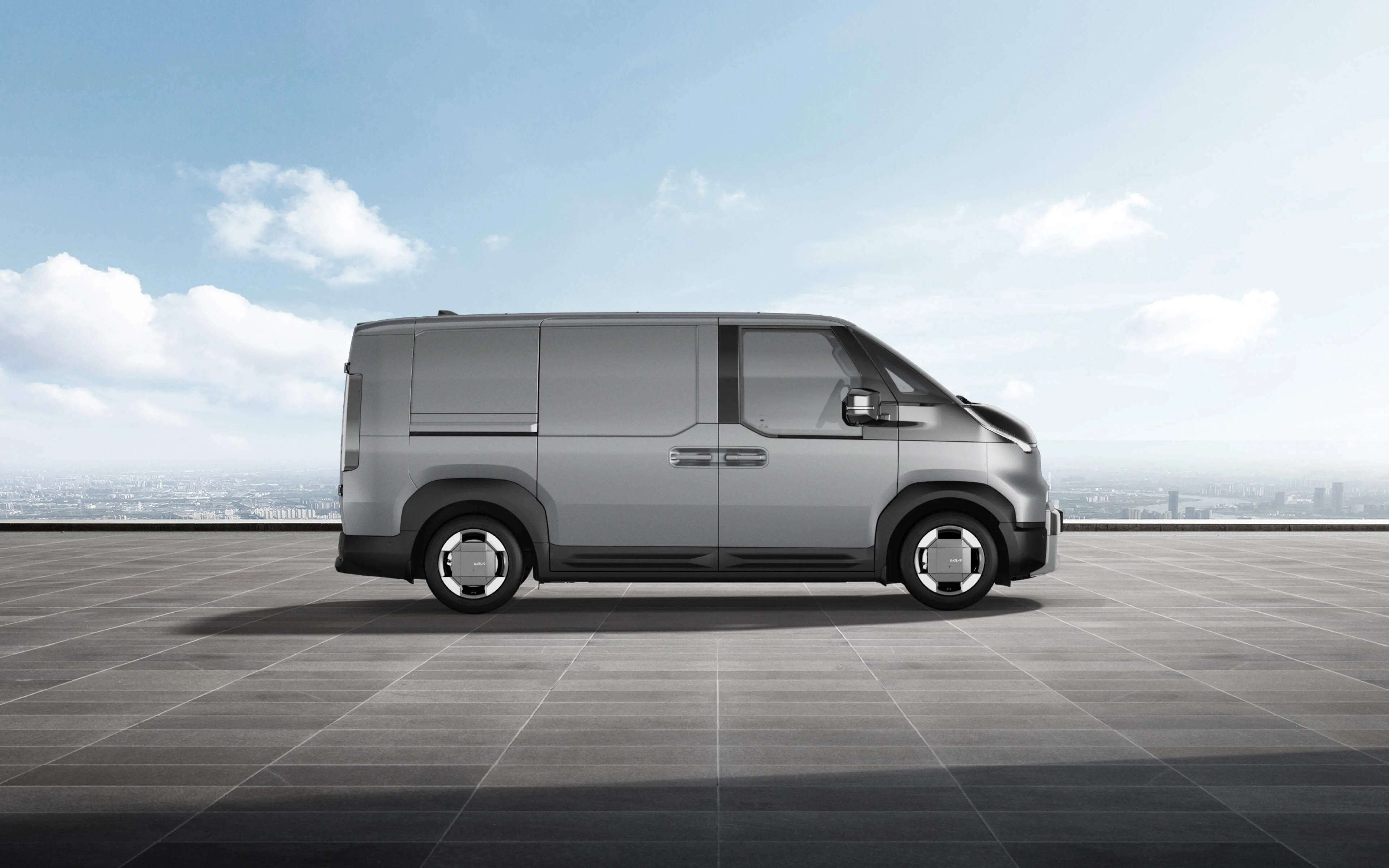 Kia PV5 Cargo in Stahlgrau Metallic: modernes Design trifft auf innovative Technik