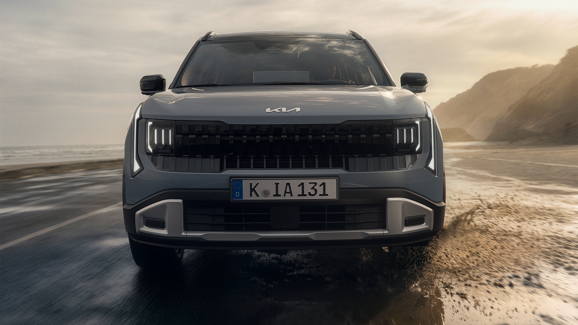 Kia Seltos Front mit Star Map LED-Lichtsignatur und breitem Kühlergrill