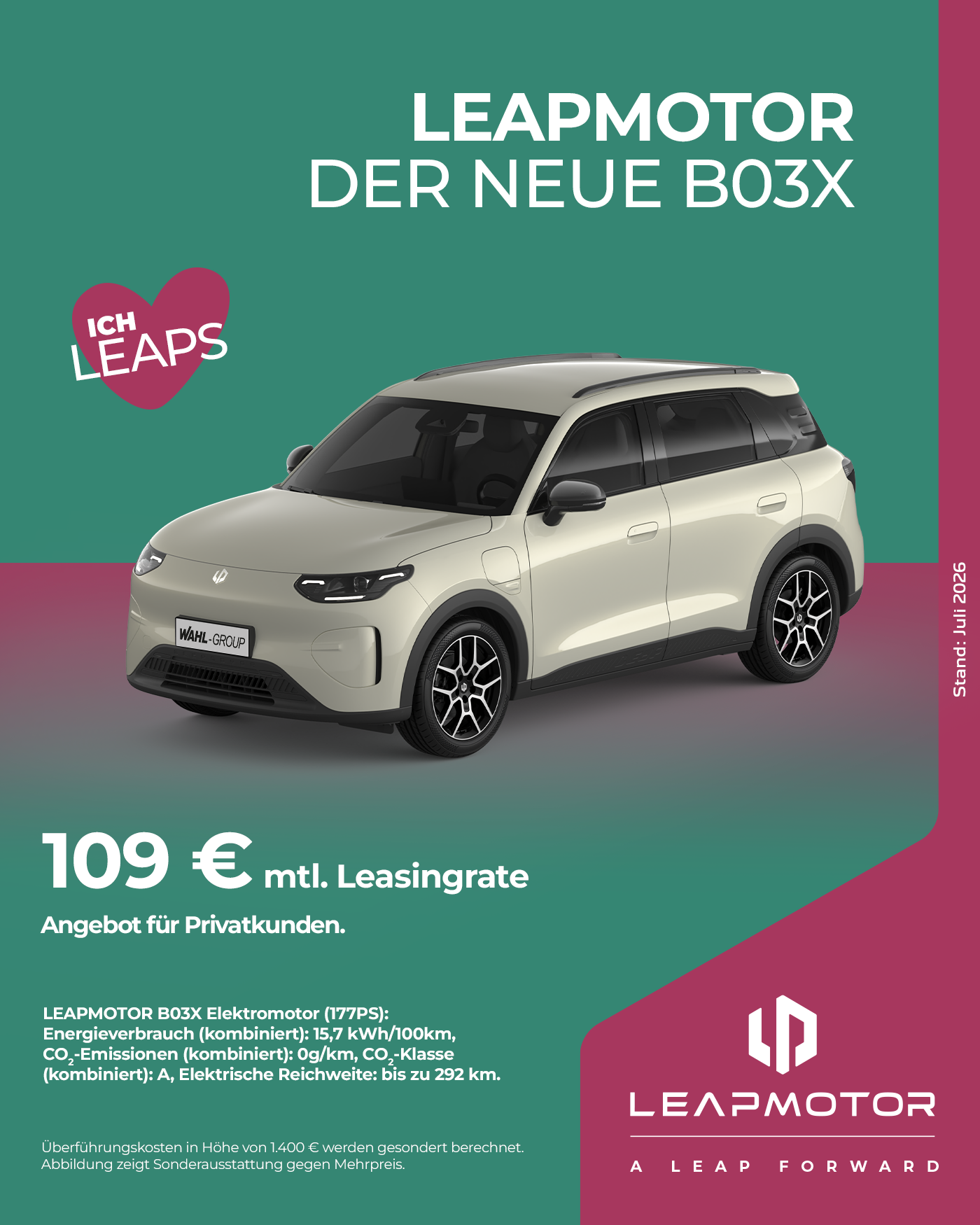 Leapmotor B03X Leasing-Angebot ab 109 € mtl. bei der Wahl Group