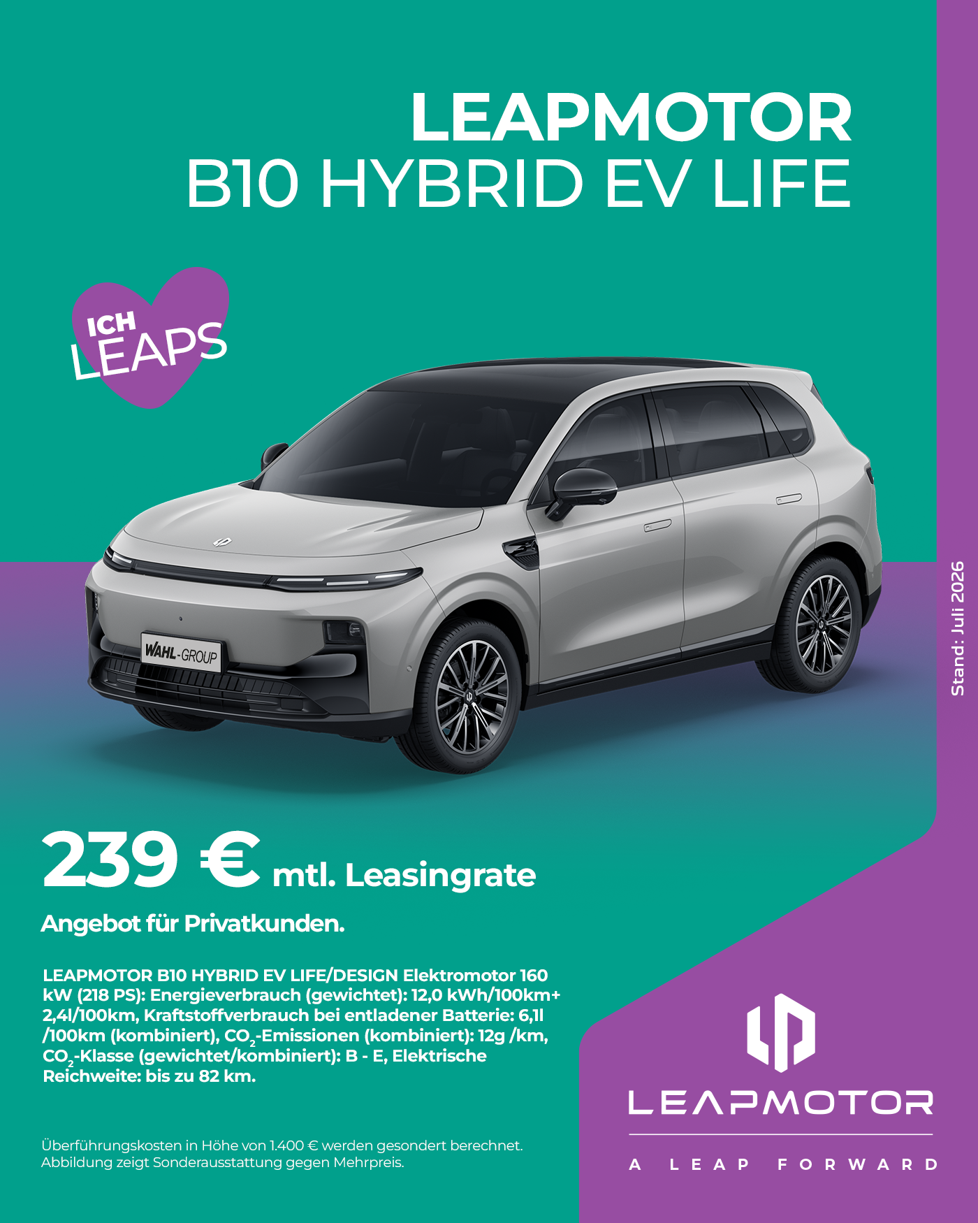 Leapmotor B10 Hybrid Leasing-Angebot ab 239 € mtl. bei der Wahl Group