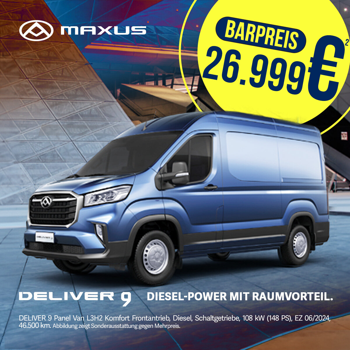 Maxus Deliver 9 jetzt ab 26.999 € Barpreis – Top-Angebot bei der Wahl-Group Maxus Deliver 9 Kastenwagen – Sonderangebot für 26.999 € bei der Wahl-Group
