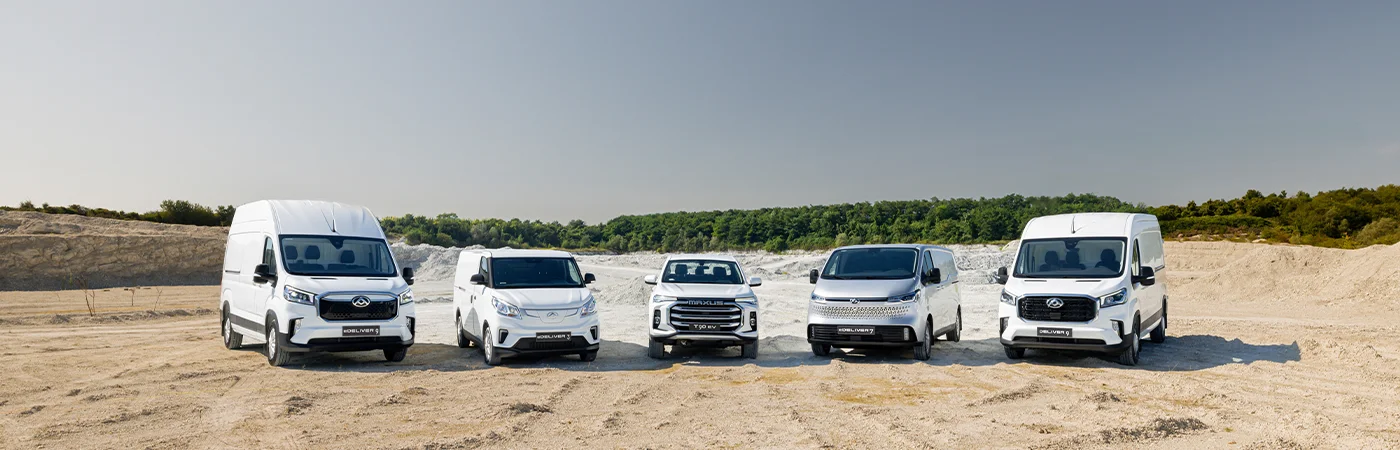 Maxus Modellpalette bei der Wahl-Group – Elektrische und konventionelle Nutzfahrzeuge für jeden Einsatz Maxus Fahrzeug-Range der Wahl-Group – vom kompakten eDELIVER 3 bis zum vielseitigen DELIVER 9