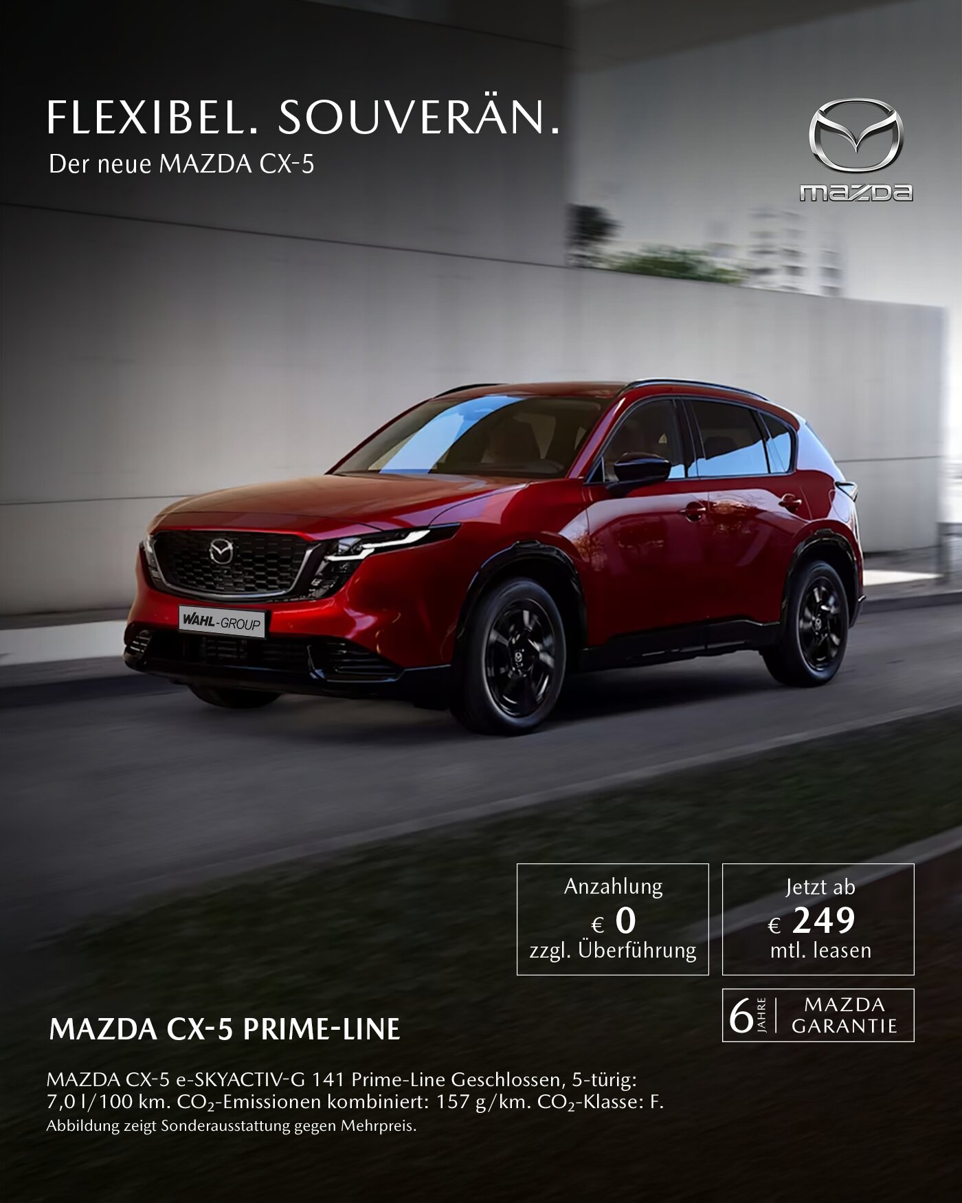Mazda CX-5 Prime-Line Leasing bei der Wahl-Group – vielseitiger SUV mit Komfort und Design ab 249 Euro monatlich