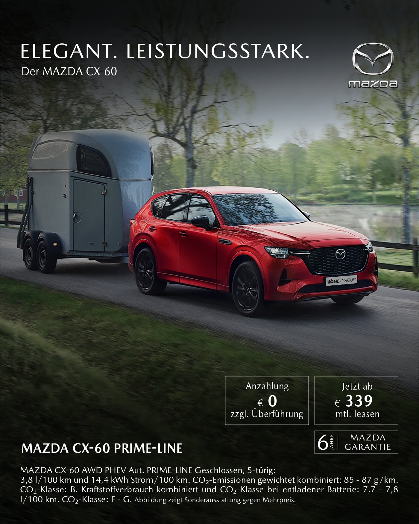 Mazda CX-60 Prime-Line Leasing bei der Wahl-Group – leistungsstarker Plug-in-Hybrid SUV ab 339 Euro monatlich