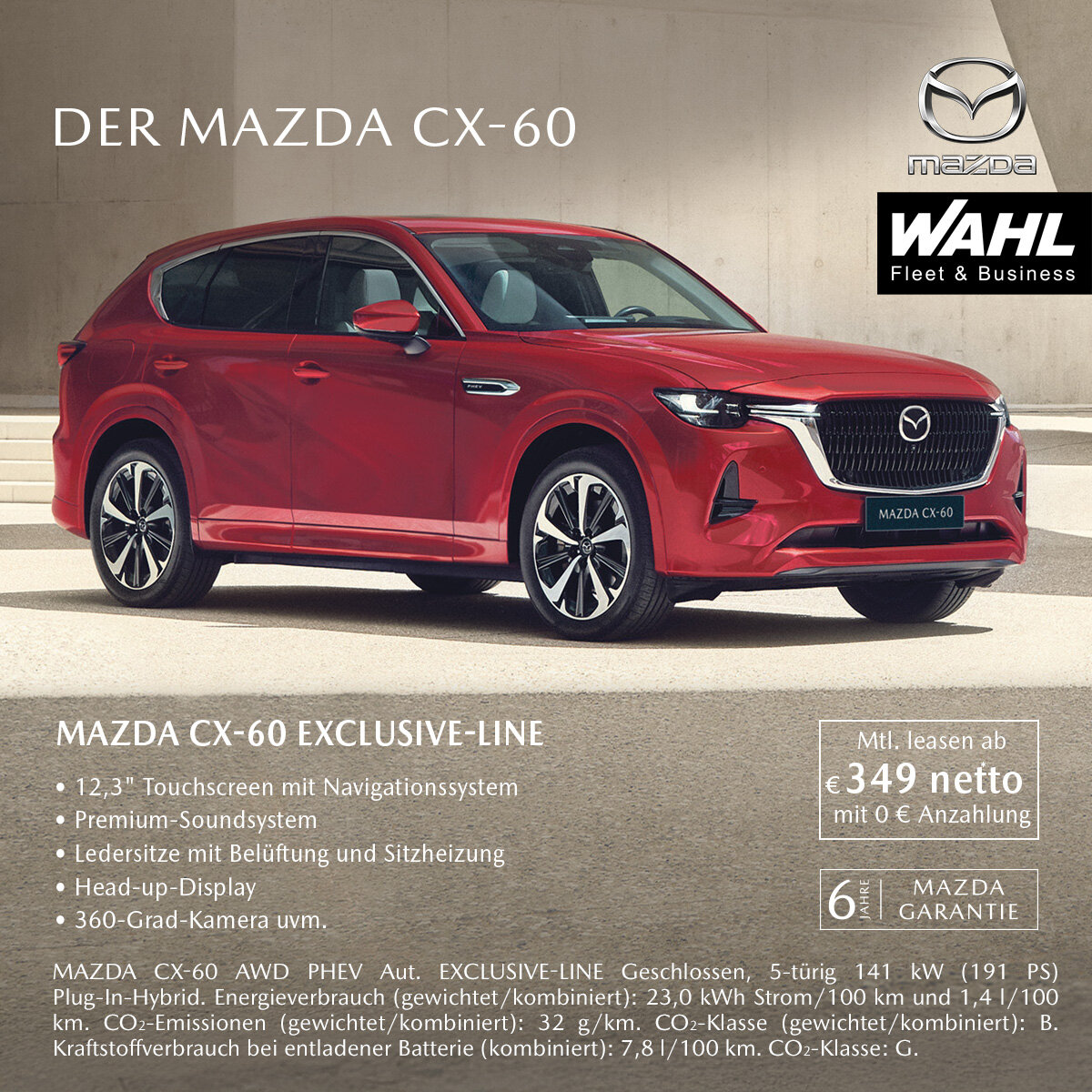Mazda CX-60 ab 349 € mtl. leasen – Gewerbeangebot bei der Wahl-Group Mazda CX-60 Gewerbeleasing ab 349 € monatlich – Top-Angebot für Geschäftskunden bei der Wahl-Group
