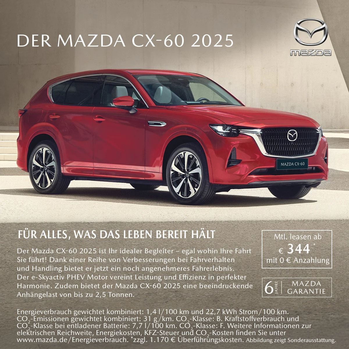 Mazda CX-60 Leasingangebot für Privatkunden – nur 344 € bei der Wahl-Group Mazda CX-60 im Leasingangebot für Privatkunden ab 344 € monatlich bei der Wahl-Group