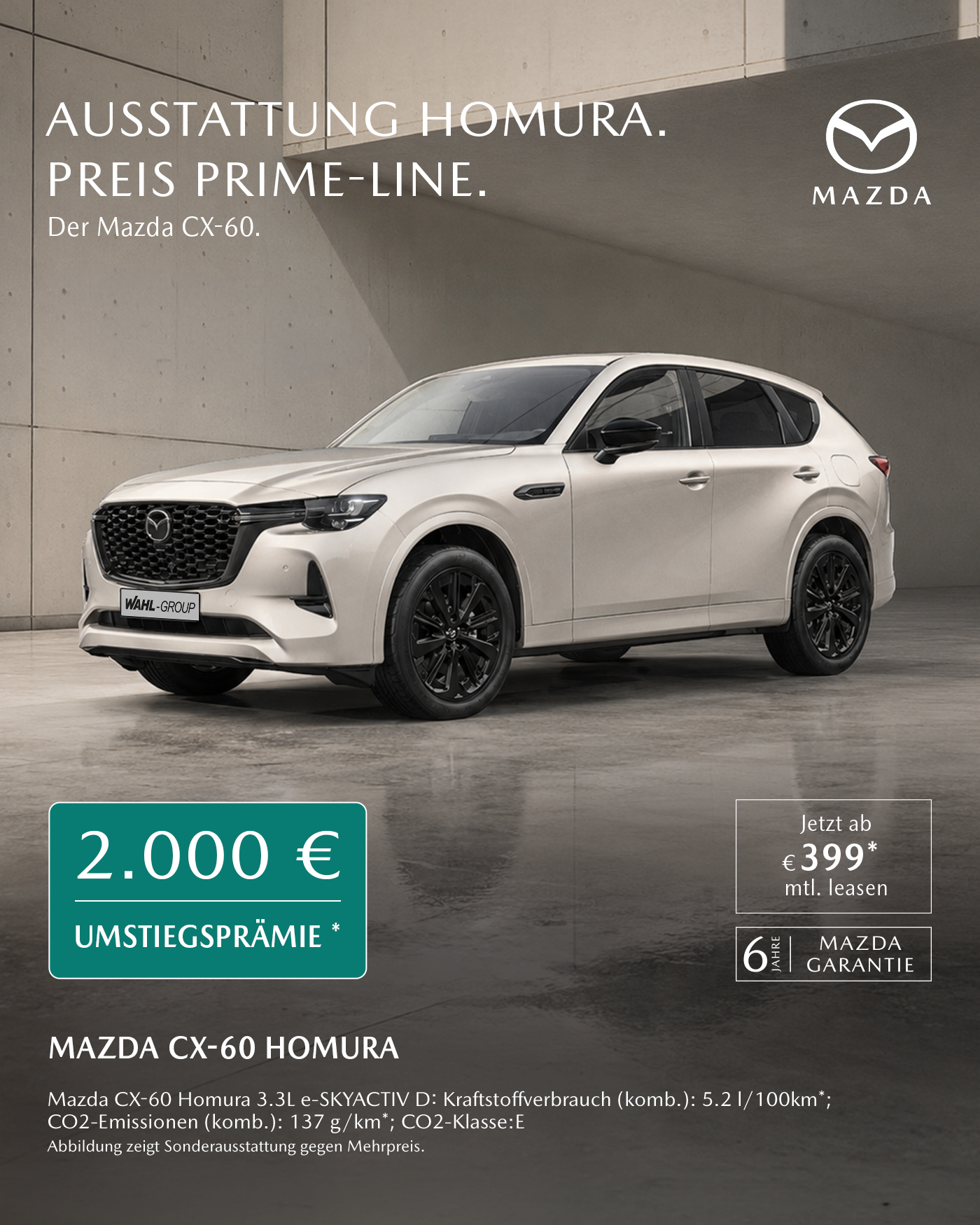 Mazda CX-60 AWD Skyactiv-D Homura als Leasingangebot der Wahl Group