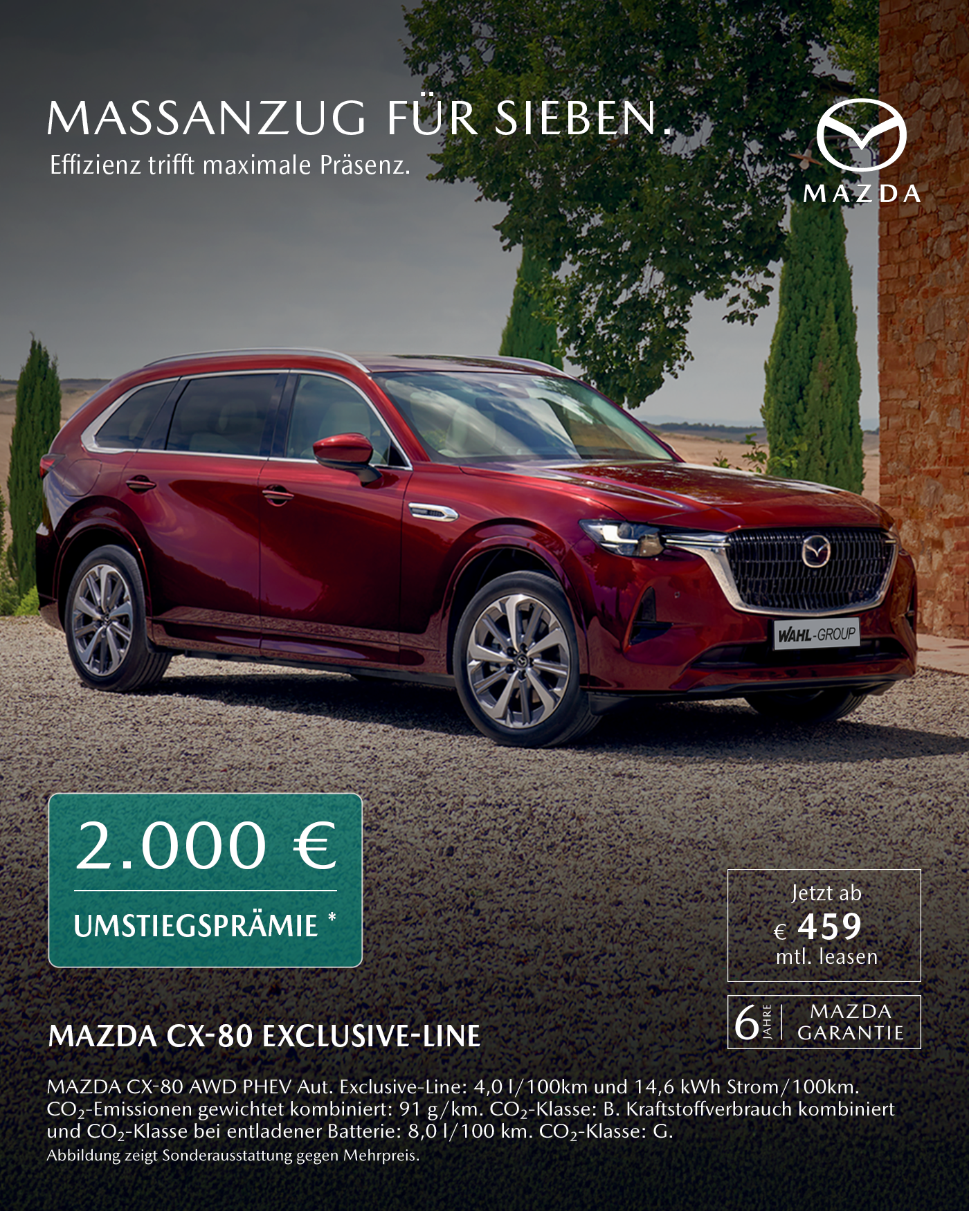 Mazda CX-80 AWD PHEV EXCLUSIVE-LINE als Leasingangebot der Wahl Group
