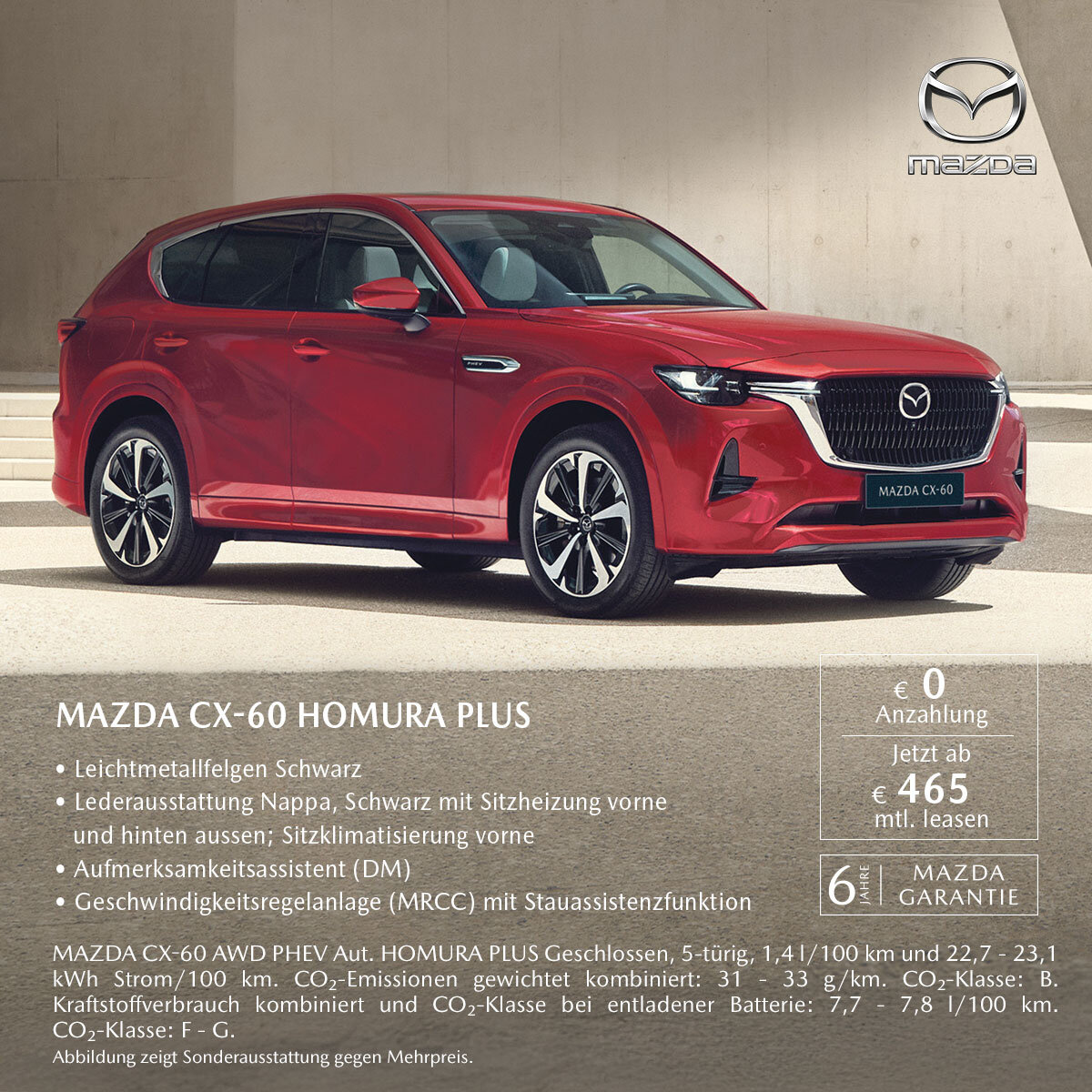 Mazda CX-60 Homura Plus rot SUV Leasingangebot Privatkunden Wahl Group