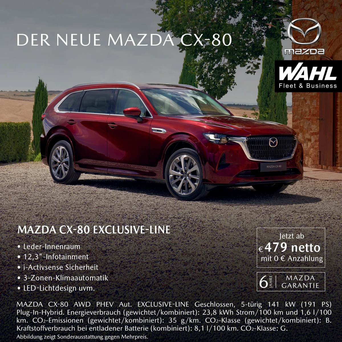 Mazda CX-80 ab 479 € mtl. leasen – Gewerbeangebot bei der Wahl-Group Mazda CX-80 Gewerbeleasing ab 479 € monatlich – Top-Angebot für Geschäftskunden bei der Wahl-Group