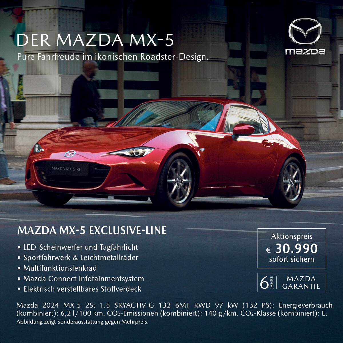 Mazda MX-5 jetzt ab 30.990 EUR bei der Wahl-Group – Aktionsangebot sichern Mazda MX-5 Roadster im Sonderangebot für 30.990 EUR bei der Wahl-Group