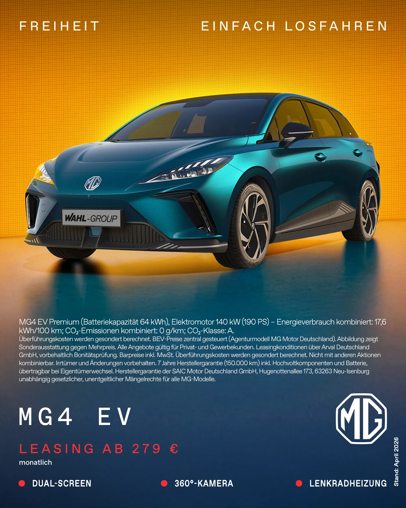 MG4 EV Leasingangebot | Wahl-Group