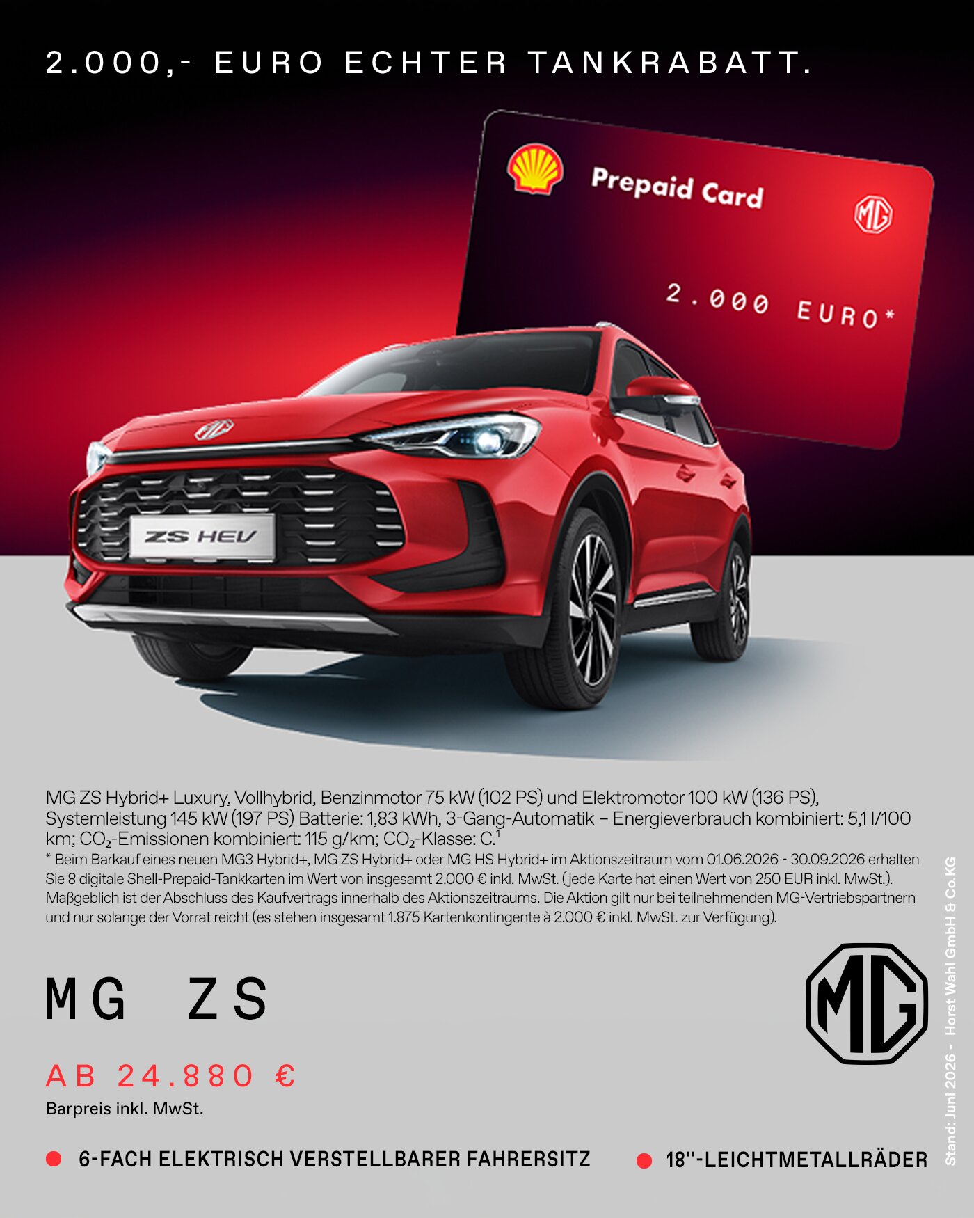 MG ZS HEV Tankrabatt | Wahl-Group