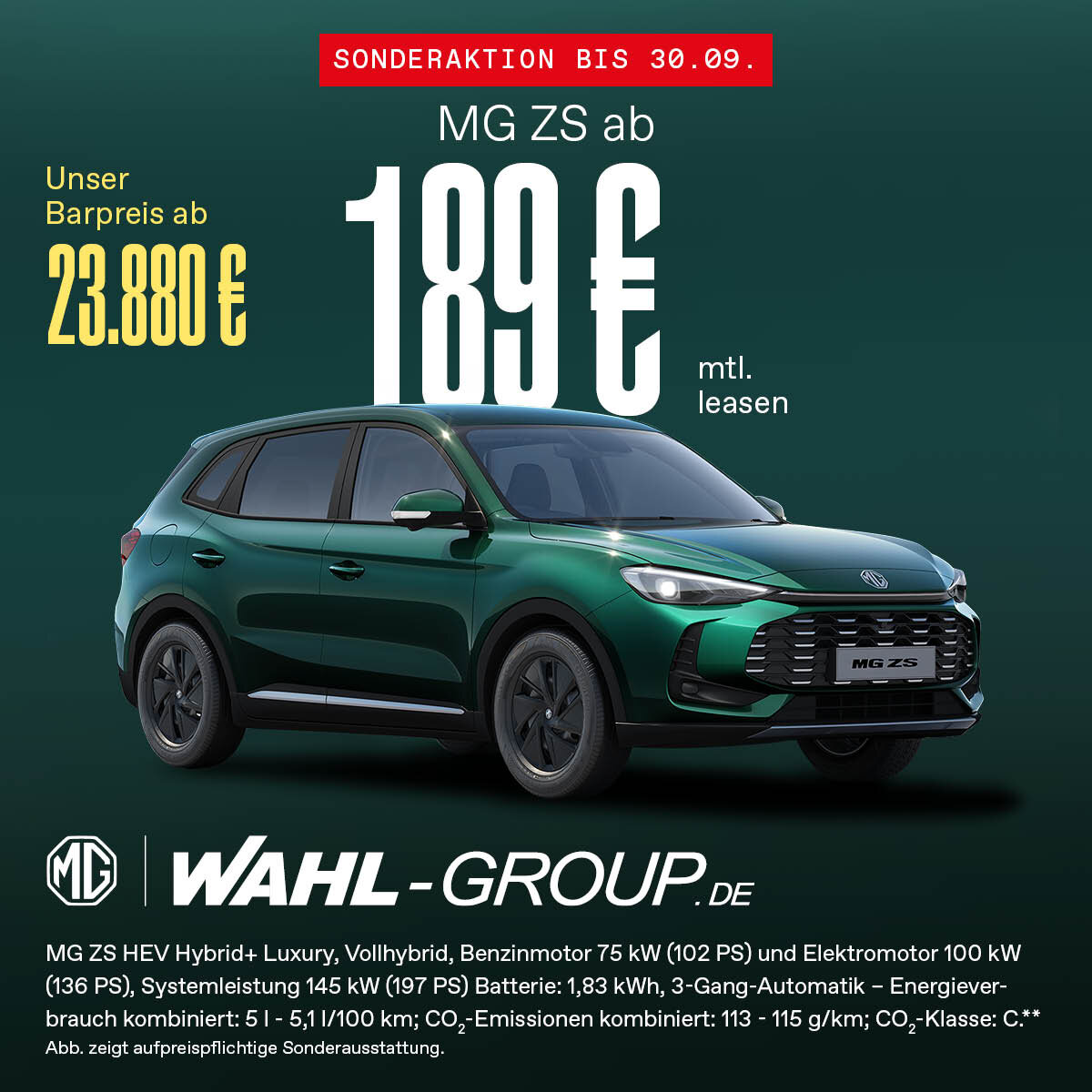MG ZS Hybrid+ Luxury bei der Wahl-Group – Leasing & Barpreis Angebote sichern MG ZS Hybrid+ Luxury jetzt bei der Wahl-Group entdecken – ab 189 € leasen oder ab 23.880 € kaufen.