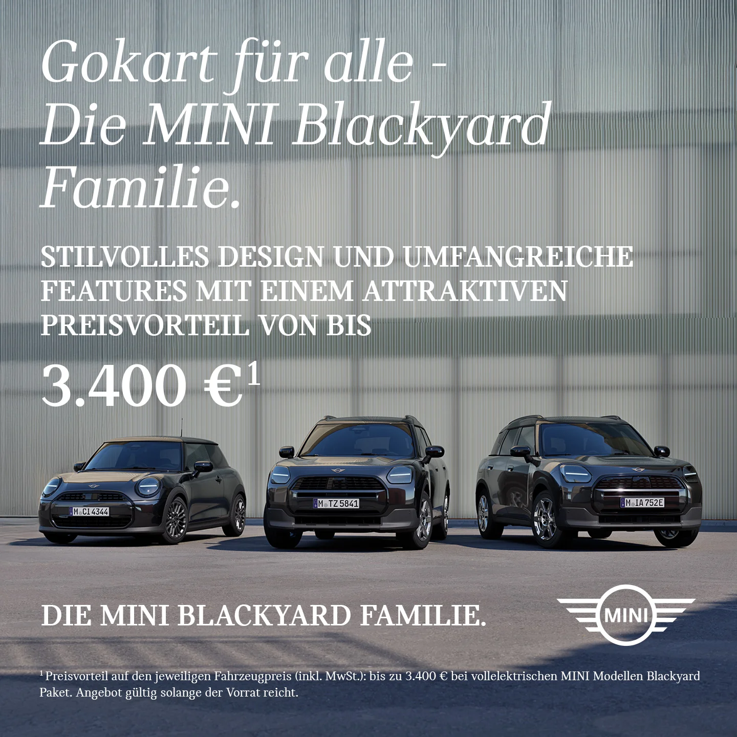 MINI Blackyard Modelle Cooper, Countryman und Countryman E mit exklusivem Design und bis zu 3.400 € Preisvorteil
