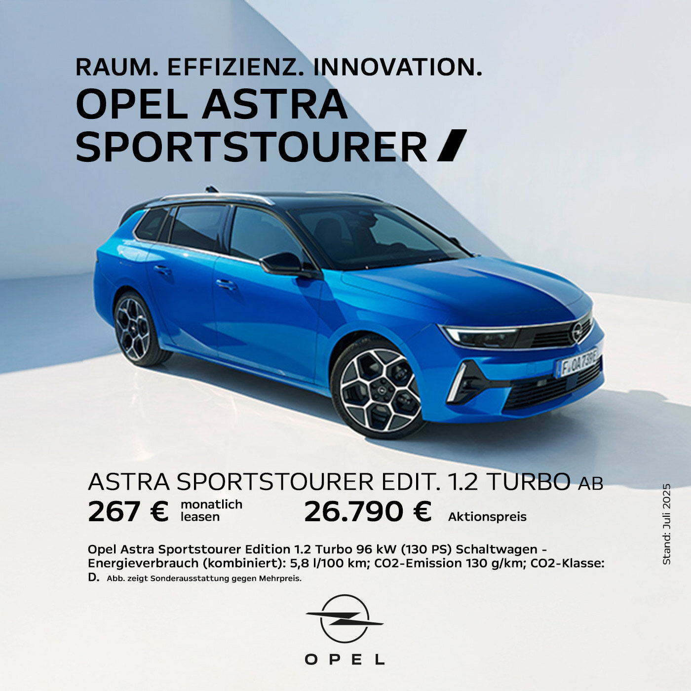 Opel Astra SportsTourer – Geräumiger Kombi bei der Wahl-Group Blauer Opel Astra SportsTourer Edition 1.2 Turbo – Raumwunder bei der Wahl-Group