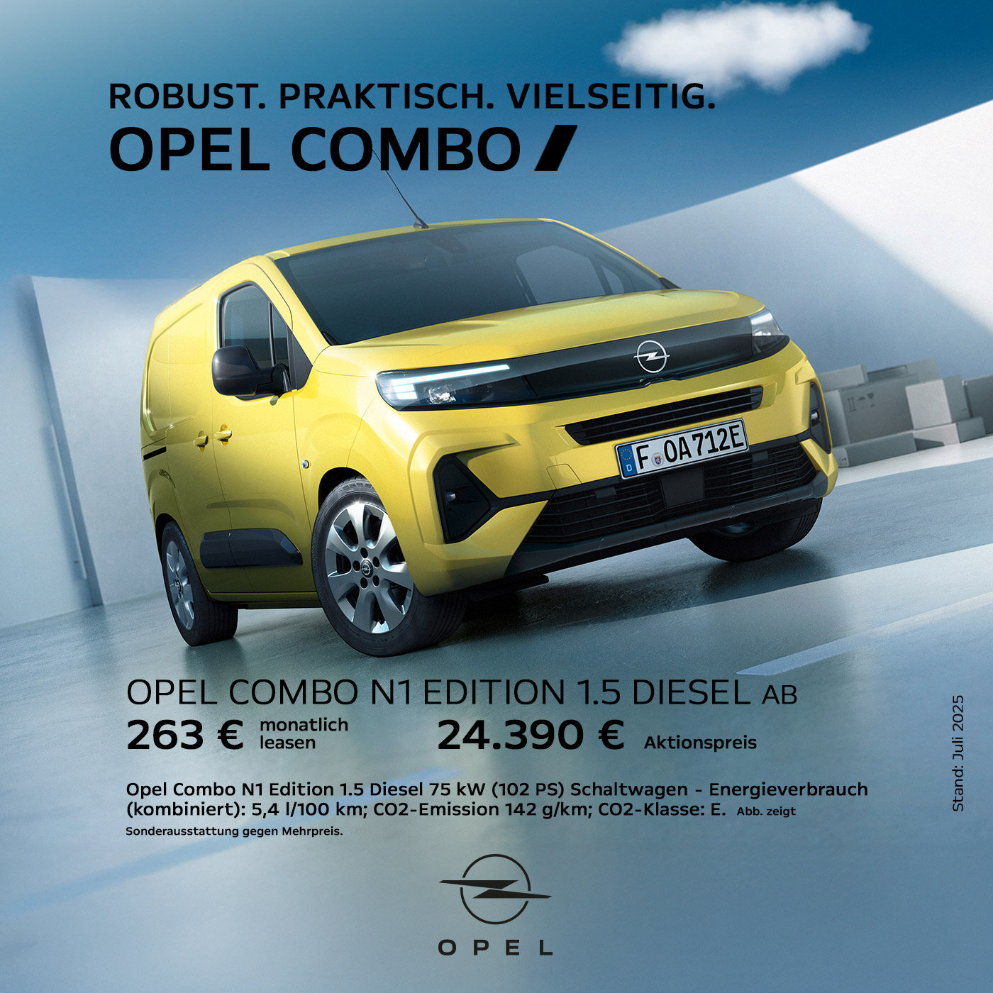 Opel Combo 1.5 Diesel – Robuster Transporter bei der Wahl-Group Opel Combo N1 Edition 1.5 Diesel in Gelb – ideal für Gewerbe bei der Wahl-Group