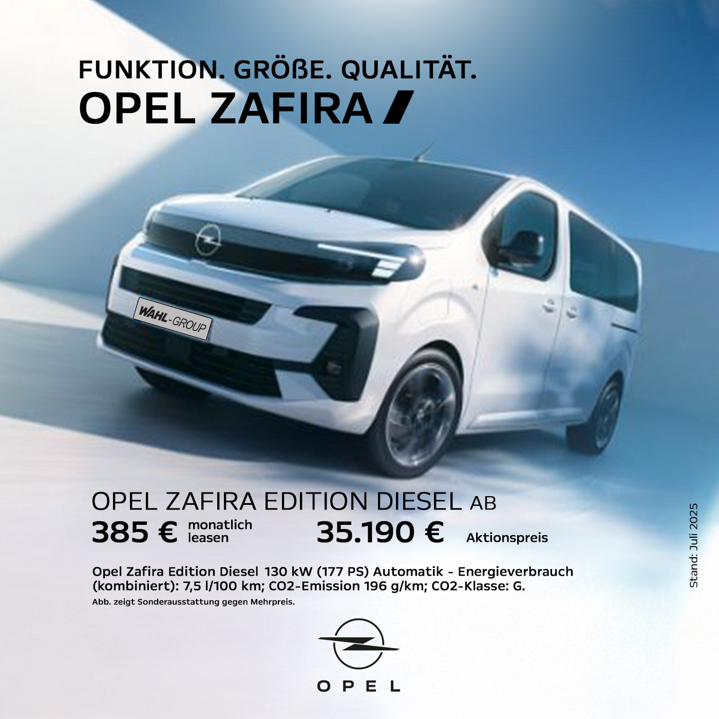 Opel Zafira Edition Diesel jetzt bei der Wahl-Group entdecken Weißer Opel Zafira Edition Diesel bei der Wahl-Group – jetzt leasen oder kaufen