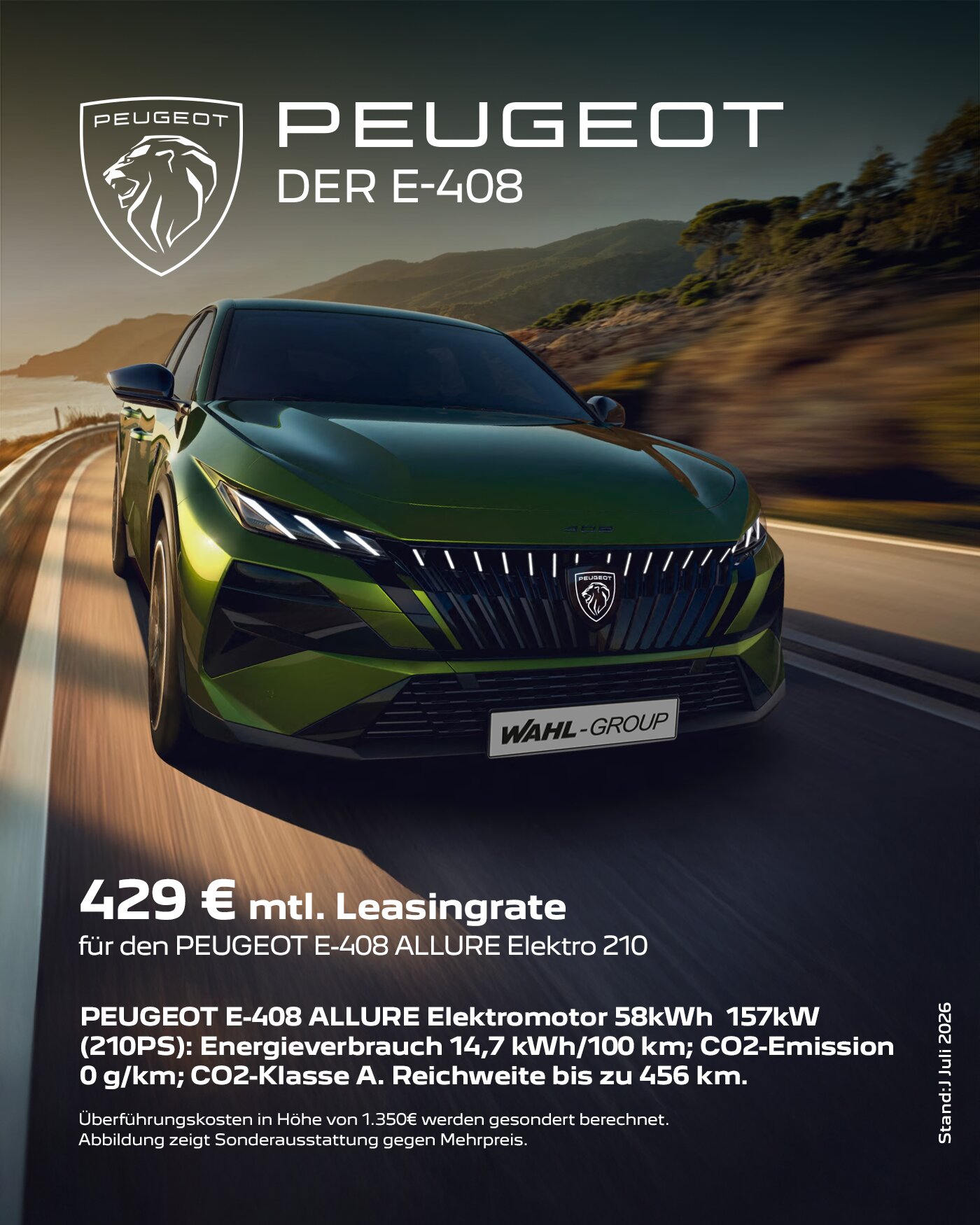 Peugeot E-408 Leasingangebot | Wahl-Group