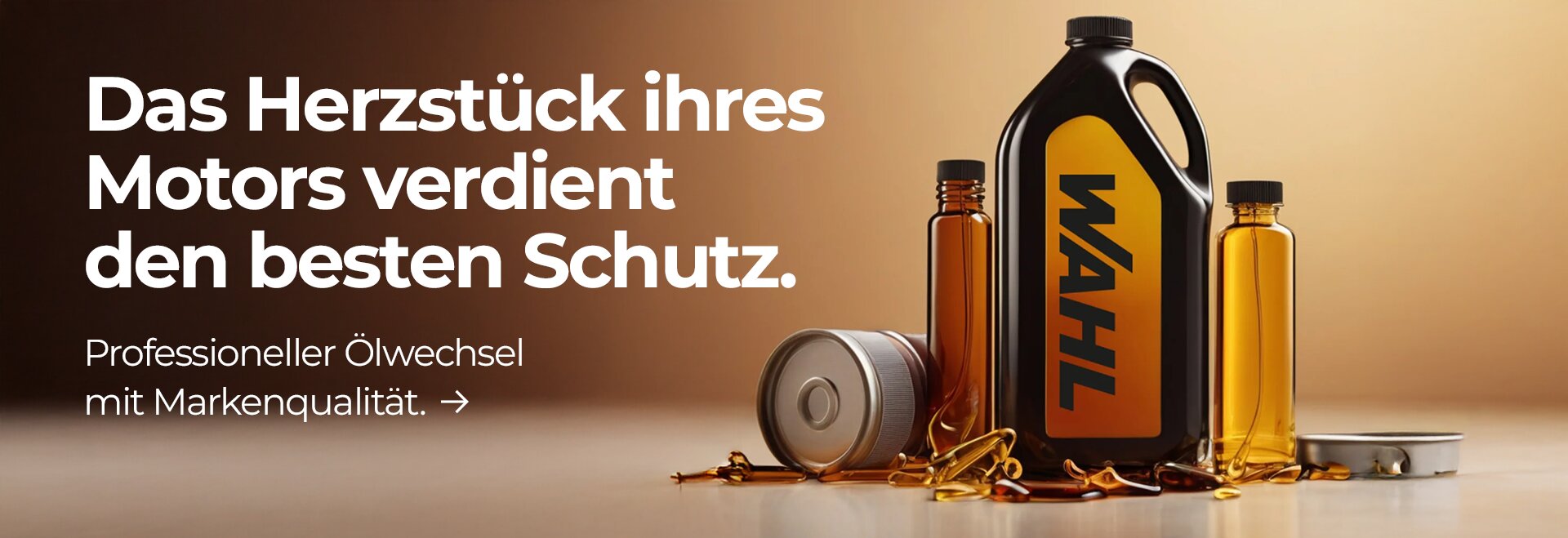 Hochwertiges Motoröl und Ölfilter mit Wahl-Group Logo – professioneller Ölwechsel ab 89 Euro für alle Fahrzeugmarken
