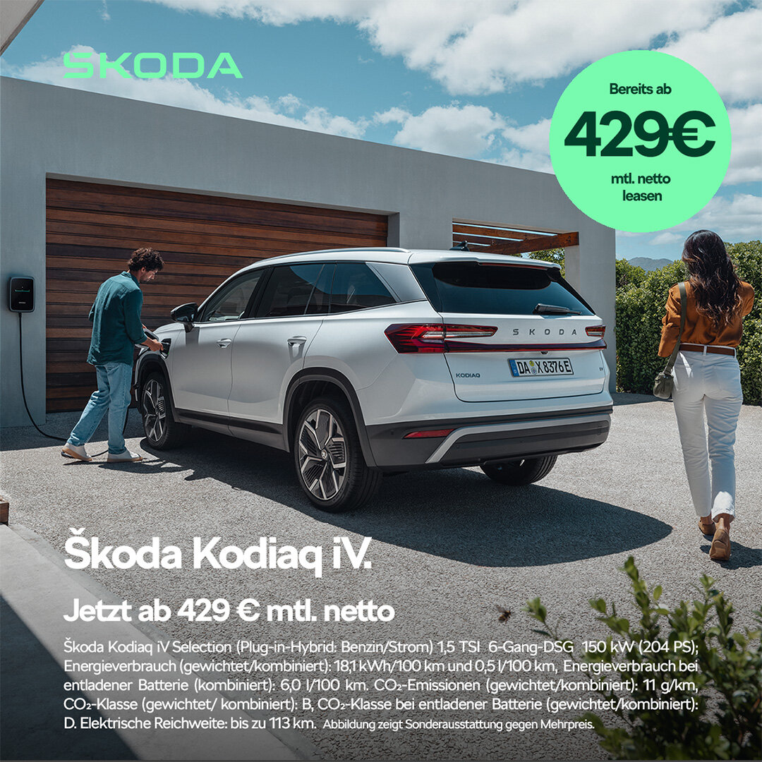 Škoda Kodiaq iV Plug-in-Hybrid – Gewerbeleasing ab 429 € netto bei der Wahl-Group Škoda Kodiaq iV in Silber – Plug-in-Hybrid im Gewerbeleasing ab 429 € netto