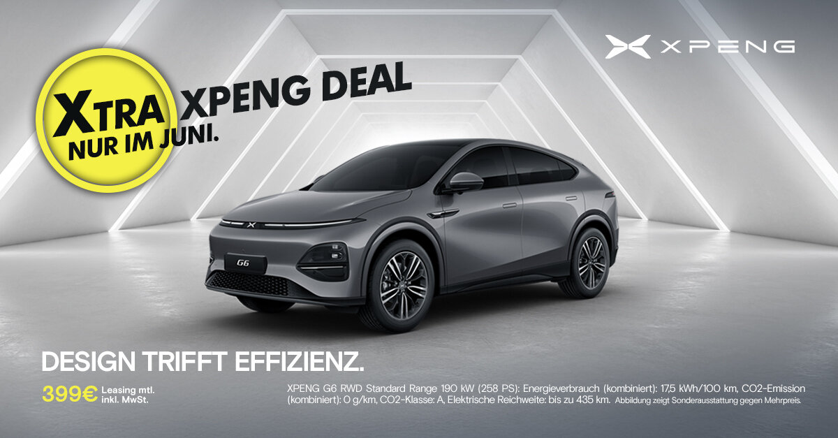 XTRA XPENG DEALS im Juni – Jetzt Top-Leasingangebote bei der Wahl-Group sichern XPENG G6 Elektrofahrzeug im Showroom – Juni-Specials bei der Wahl-Group mit exklusiven Leasingdeals