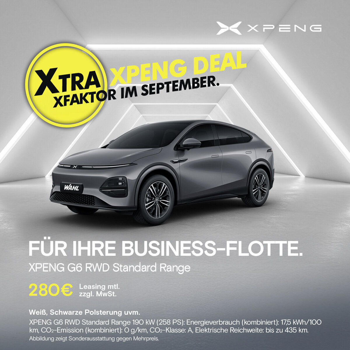 XPENG G6 Standard Range Gewerbeleasing ab 280 € mtl. bei der Wahl-Group XPENG G6 RWD Standard Range Gewerbeleasing Angebot Wahl-Group September 2025
